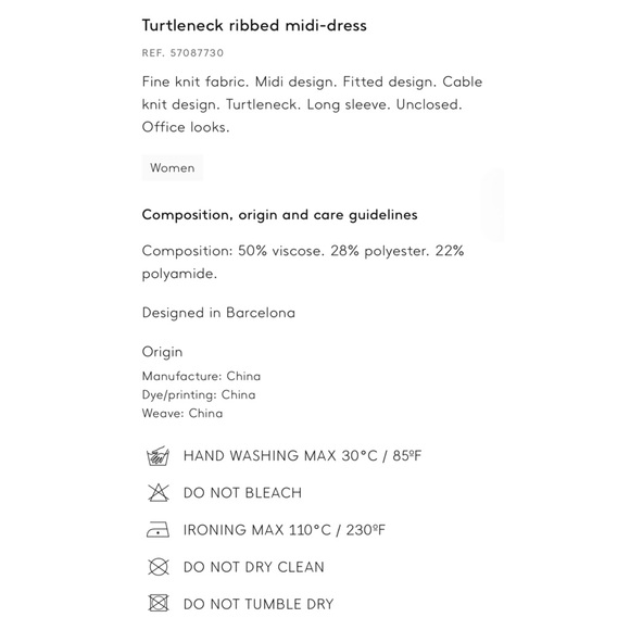 MANGO NWT Black Fine Ribbed Knit Long Sleeve Turtleneck Maxi Sweater Dress XS/ 2 - Picture 9 of 11